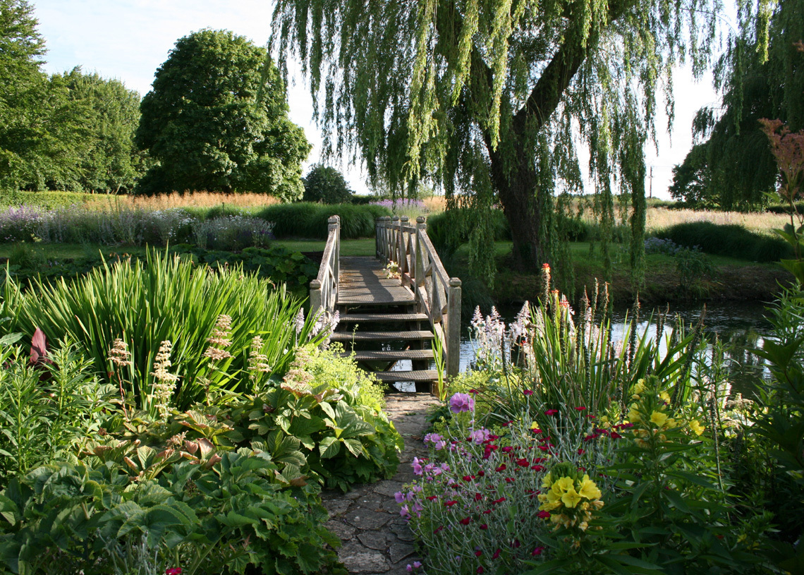 The Grange - bridge from the island to the prairie planting